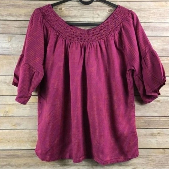 Prana Off Shoulder Blouse Pink Orange Size S - Picture 2 of 7